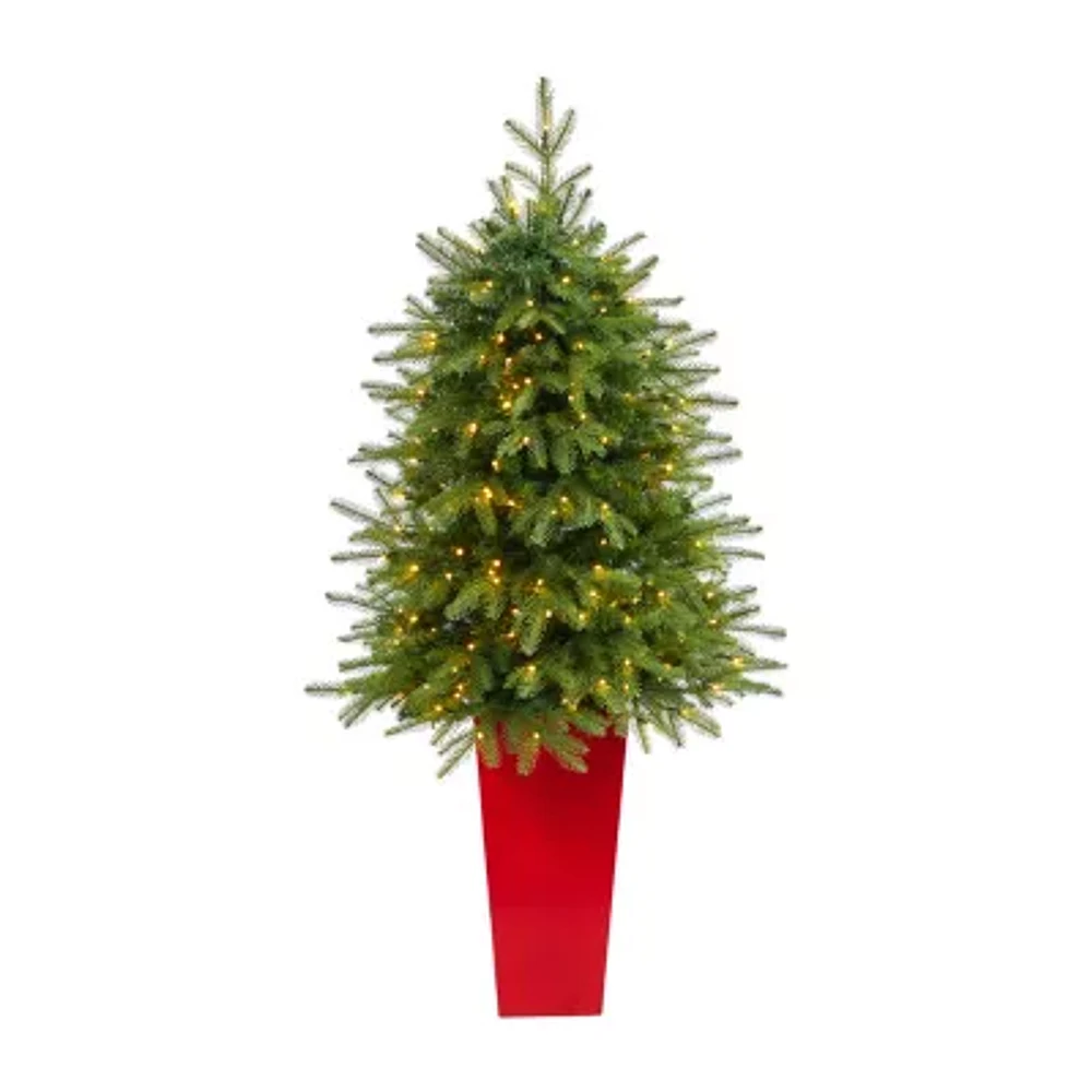 Nearly Natural Vancouver Fir 4 1/2 Foot Pre-Lit Potted Fir Christmas Tree