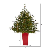 Nearly Natural Colorado Mountain 3 1/2 Foot Pre-Lit Potted Pine Christmas Tree