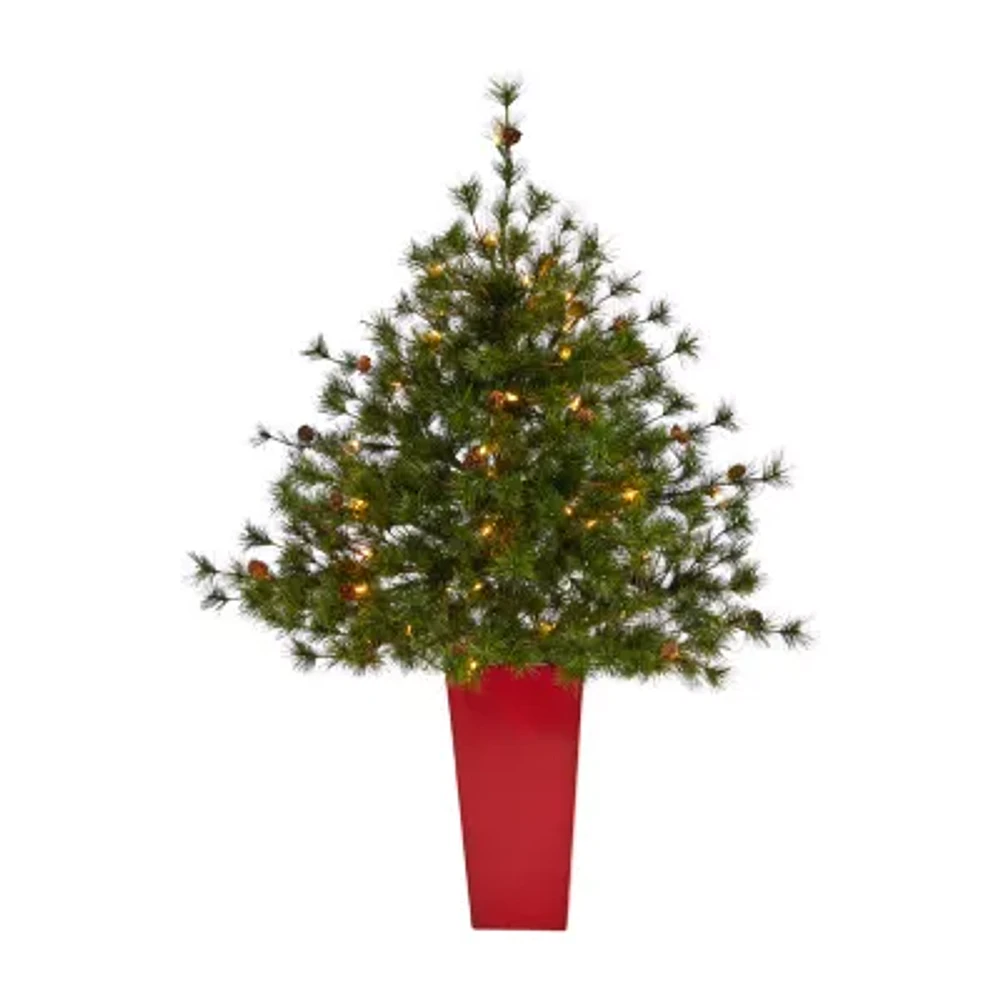 Nearly Natural Colorado Mountain 3 1/2 Foot Pre-Lit Potted Pine Christmas Tree