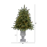 Nearly Natural 3 1/2 Foot Pre-Lit Potted Spruce Christmas Tree