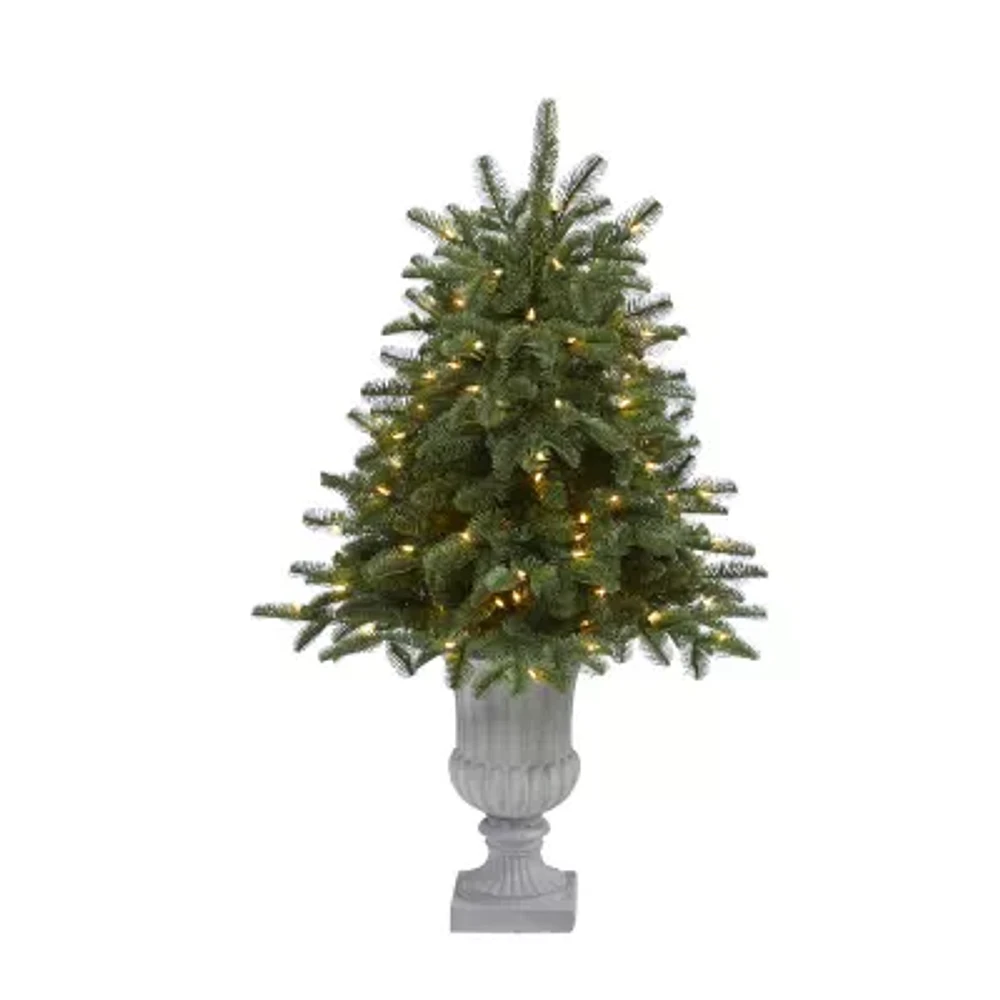 Nearly Natural 3 1/2 Foot Pre-Lit Potted Spruce Christmas Tree