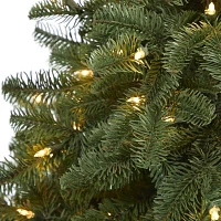 Nearly Natural 3 1/2 Foot Pre-Lit Potted Spruce Christmas Tree