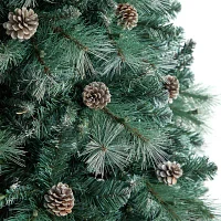 Nearly Natural Frosted 8 Foot Pre-Lit Flocked Pine Christmas Tree