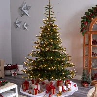 Nearly Natural Layered 8 Foot Pre-Lit Spruce Christmas Tree