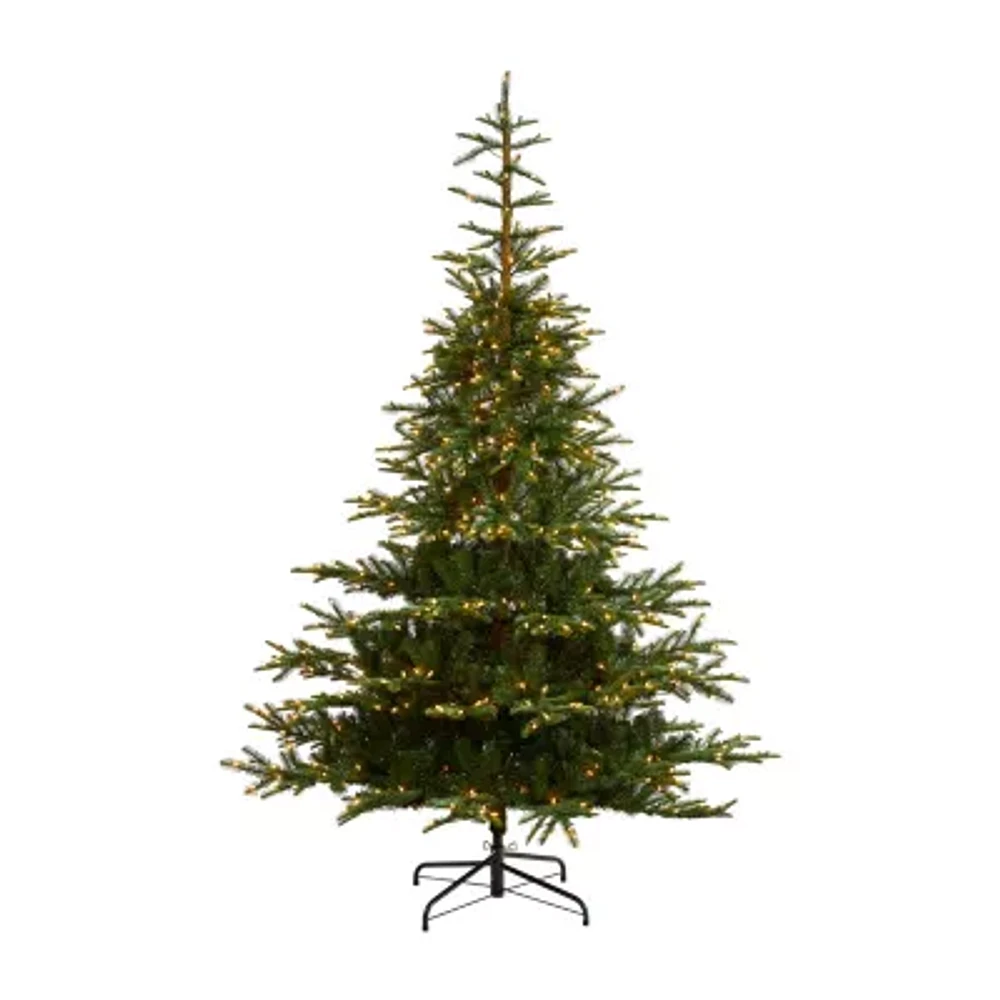 Nearly Natural Layered 8 Foot Pre-Lit Spruce Christmas Tree