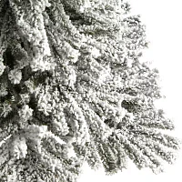 Nearly Natural 5 Foot Pre-Lit Flocked Potted Fir Christmas Tree