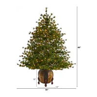 Nearly Natural Mountain 5 1/2 Foot Pre-Lit Potted Pine Christmas Tree