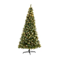 Nearly Natural 10ft Frosted Pine 10 Foot Pre-Lit Flocked Pine Christmas Tree