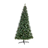 Nearly Natural 10ft Frosted Pine 10 Foot Pre-Lit Flocked Pine Christmas Tree