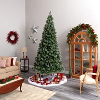 Nearly Natural 10ft Frosted Pine 10 Foot Pre-Lit Flocked Pine Christmas Tree