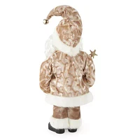 North Pole Trading Co. 12in White And Gold Santa Figurine