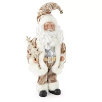 North Pole Trading Co. 12in White And Gold Santa Figurine