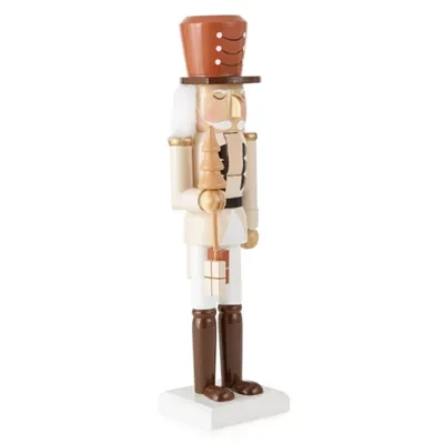 North Pole Trading Co. 14in Neutral Christmas Nutcracker