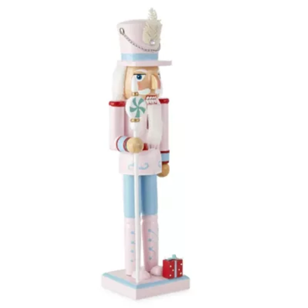 North Pole Trading Co. 14in Pink Soldier Christmas Nutcracker