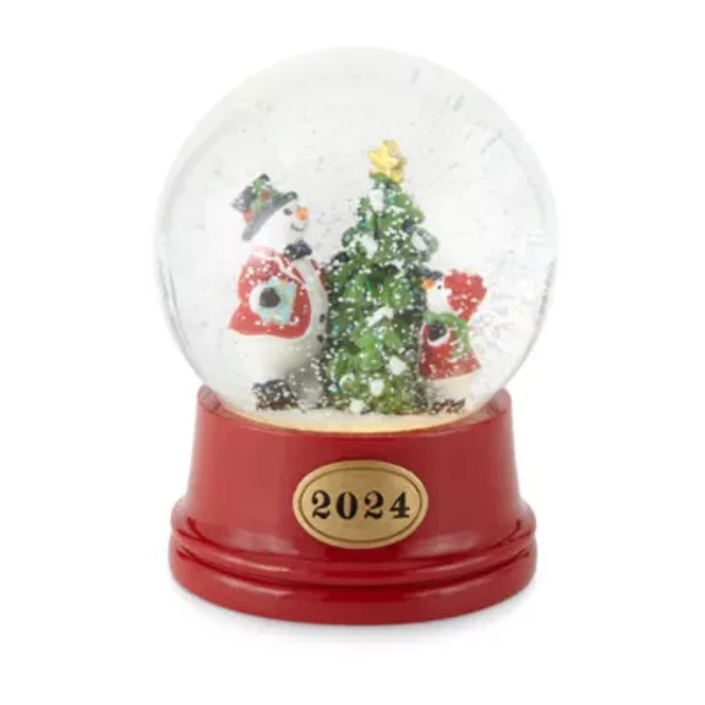 North Pole Trading Co. Snowmen With Christmas Tree Snow Globe