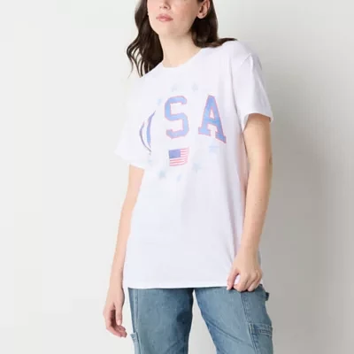 Juniors Team Usa Boyfriend Tee Womens Crew Neck Short Sleeve Graphic T-Shirt