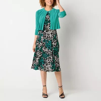 Danny & Nicole Womens Floral Midi Jacket Dress