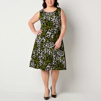 Danny & Nicole Womens Floral Jacket Dress Plus