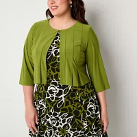 Danny & Nicole Womens Floral Jacket Dress Plus