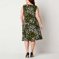 Danny & Nicole Womens Floral Jacket Dress Plus