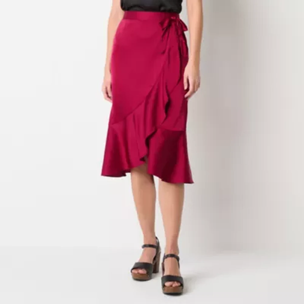 by&by Womens High Rise Midi Wrap Skirt-Juniors