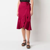 by&by Womens High Rise Midi Wrap Skirt-Juniors