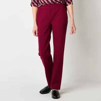 Liz Claiborne Womens Mid Rise Straight Pull-On Pants