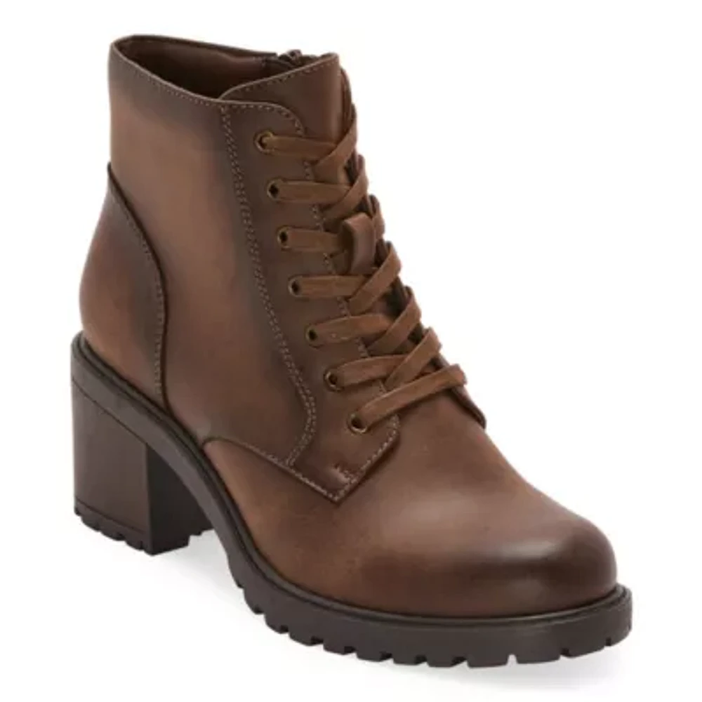 Frye and Co. Womens Ayla Stacked Heel Lace Up Boots