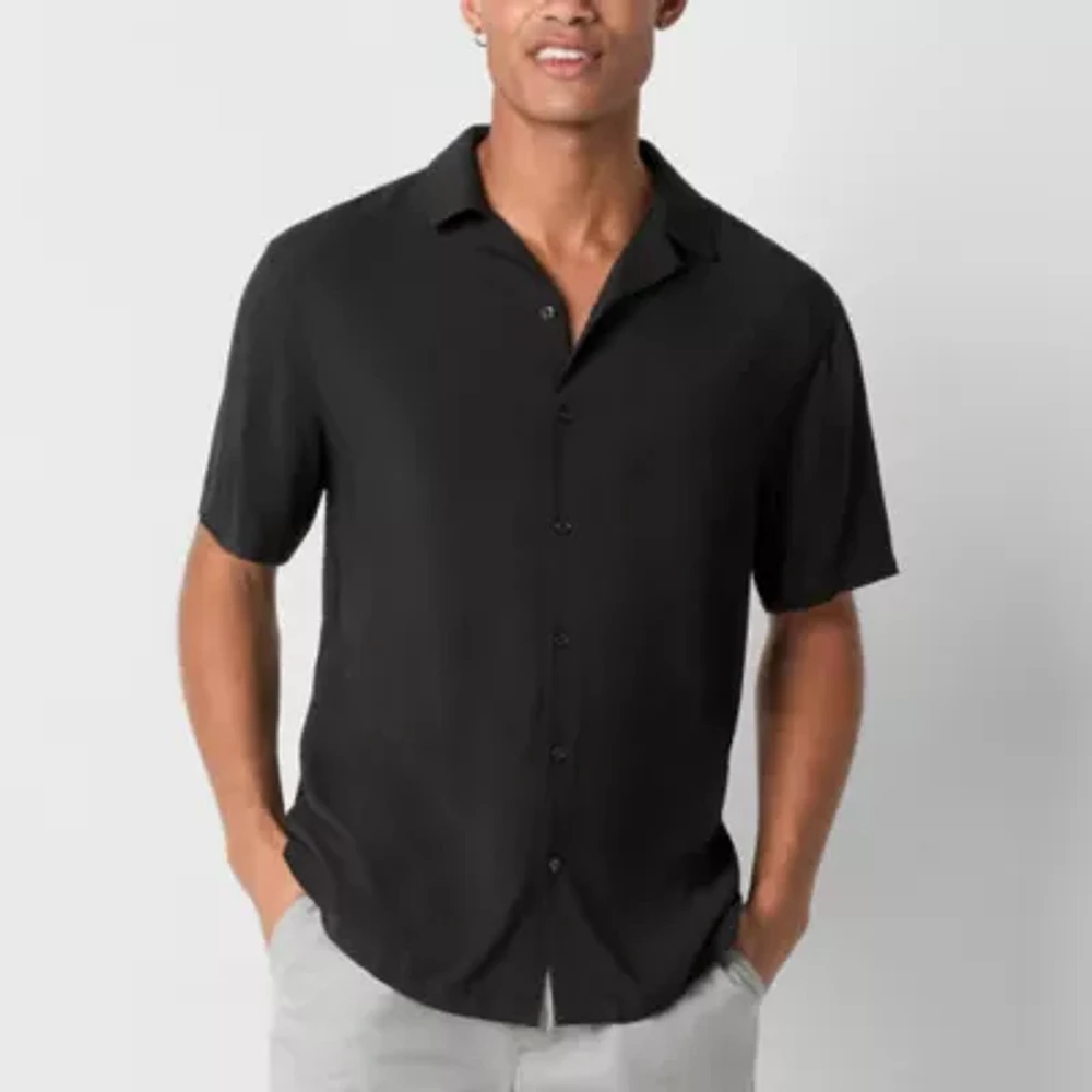 Jaywalker Mens Short Sleeve Rayon Button-Up Shirt