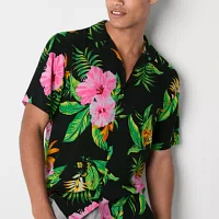 Jaywalker Mens Short Sleeve Floral Button-Up Shirt