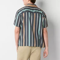 Arizona Mens Short Sleeve Striped Button-Up Shirt