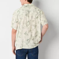 Arizona Mens Rayon Short Sleeve Button-Up Shirt