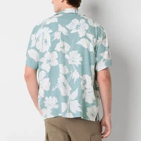 Arizona Mens Rayon Short Sleeve Button-Up Shirt