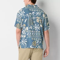 Arizona Mens Rayon Short Sleeve Button-Up Shirt