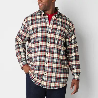 St. John's Bay Big and Tall Mens Easy-on + Easy-off Adaptive Classic Fit Long Sleeve Flannel Shirt