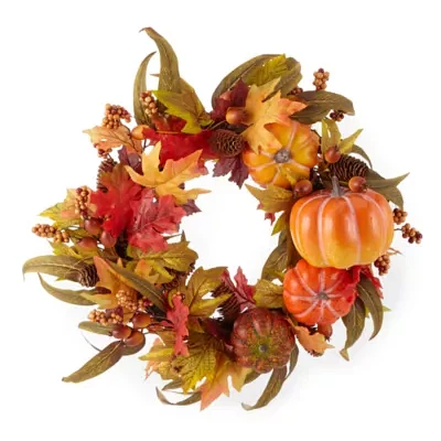 Linden Street 24in Maple Leaf And Pumpkin Wreath