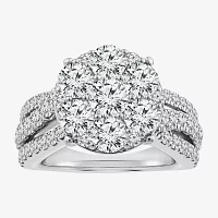 Diamond Blossom (Si2 / F) Womens 3 CT. T.W. Lab Grown White 10K Gold Round Cocktail Ring