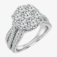 Diamond Blossom (Si2 / F) Womens 3 CT. T.W. Lab Grown White 10K Gold Round Cocktail Ring