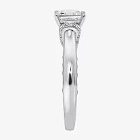 (I / Si2) Womens 2 CT. T.W. Lab Grown White Diamond 10K White Gold Side Stone Engagement Ring