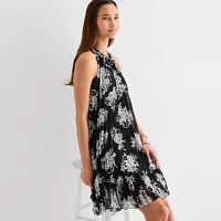Robbie Bee Womens Sleeveless Floral Shift Dress