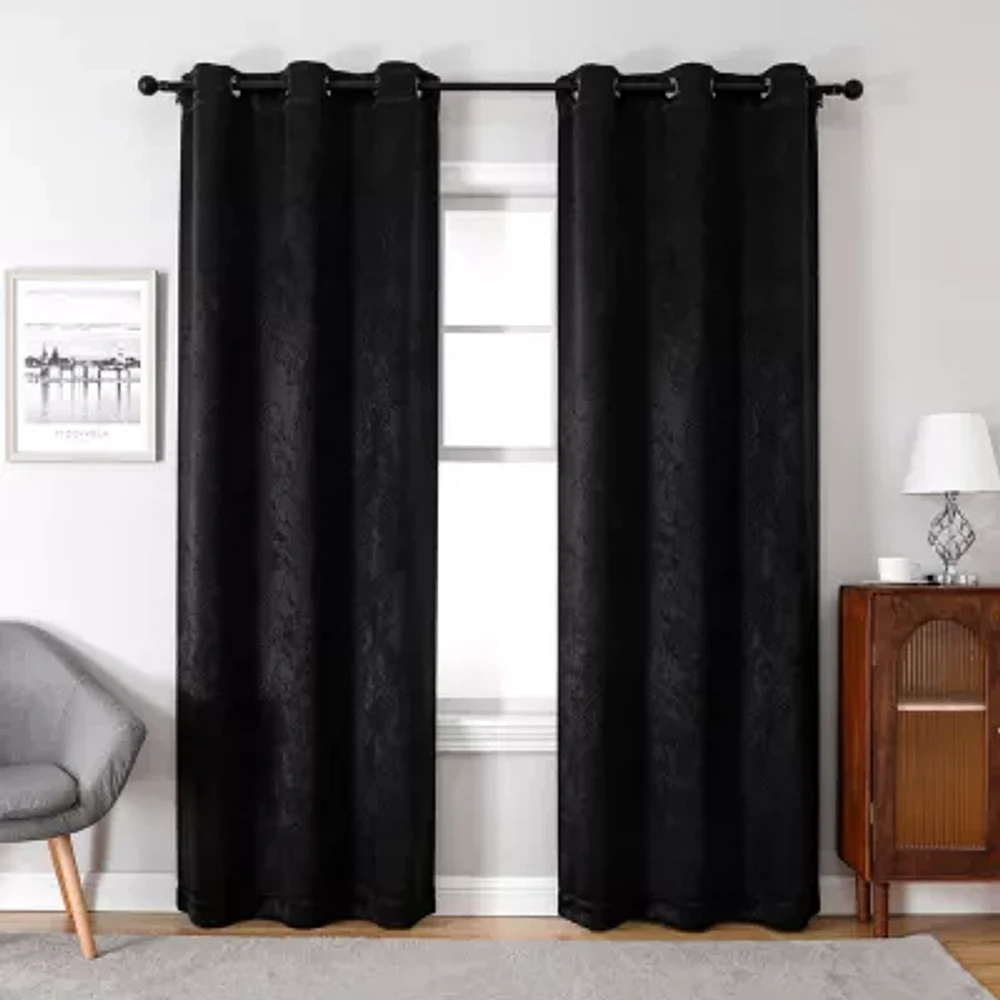 Regal Home Talia Embossed Grommet Top Energy Saving Blackout Set of 2 Curtain Panel
