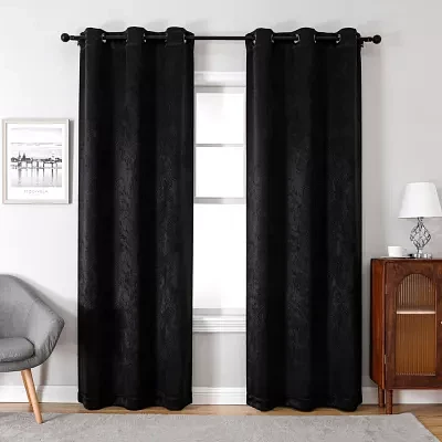 Regal Home Talia Embossed Grommet Top Energy Saving Blackout Set of 2 Curtain Panel