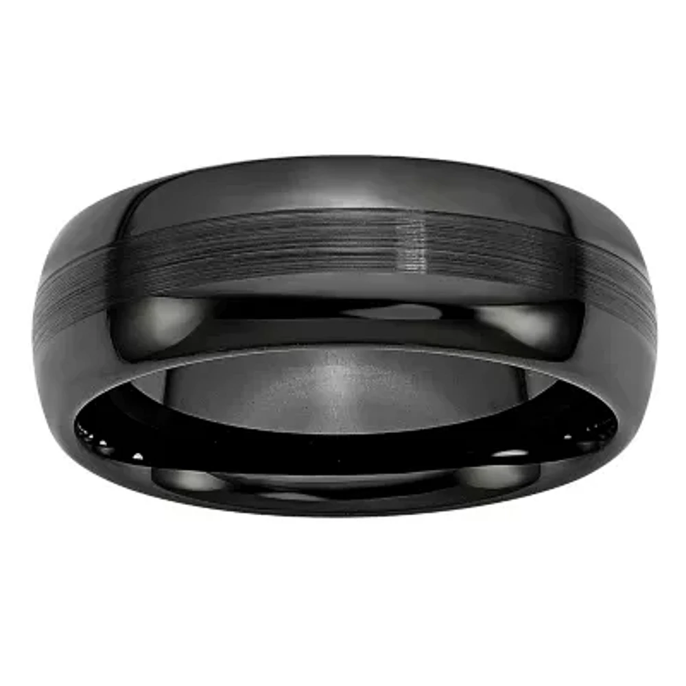 Mens 8mm Black Ceramic Wedding Band