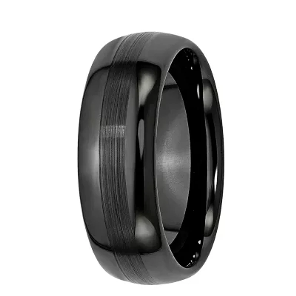 Mens 8mm Black Ceramic Wedding Band