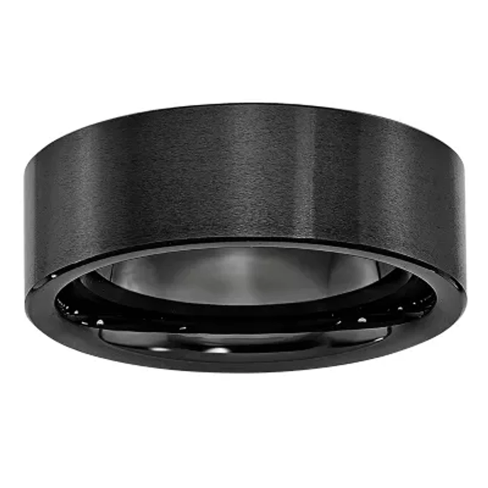 Mens 8mm Black Ceramic Wedding Band