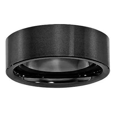 Mens 8mm Black Ceramic Wedding Band