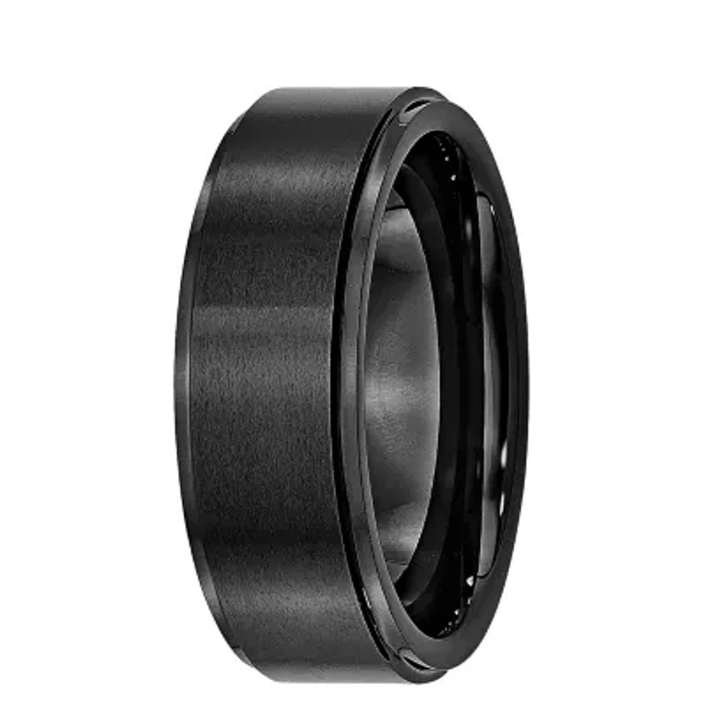 Mens 8mm Black Ceramic Wedding Band