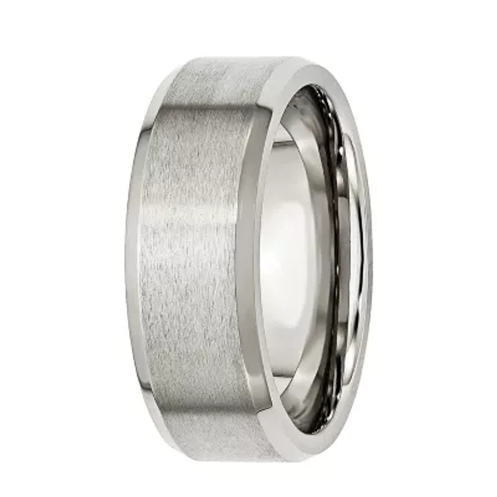 Mens 8mm Stainless Steel Wedding Band