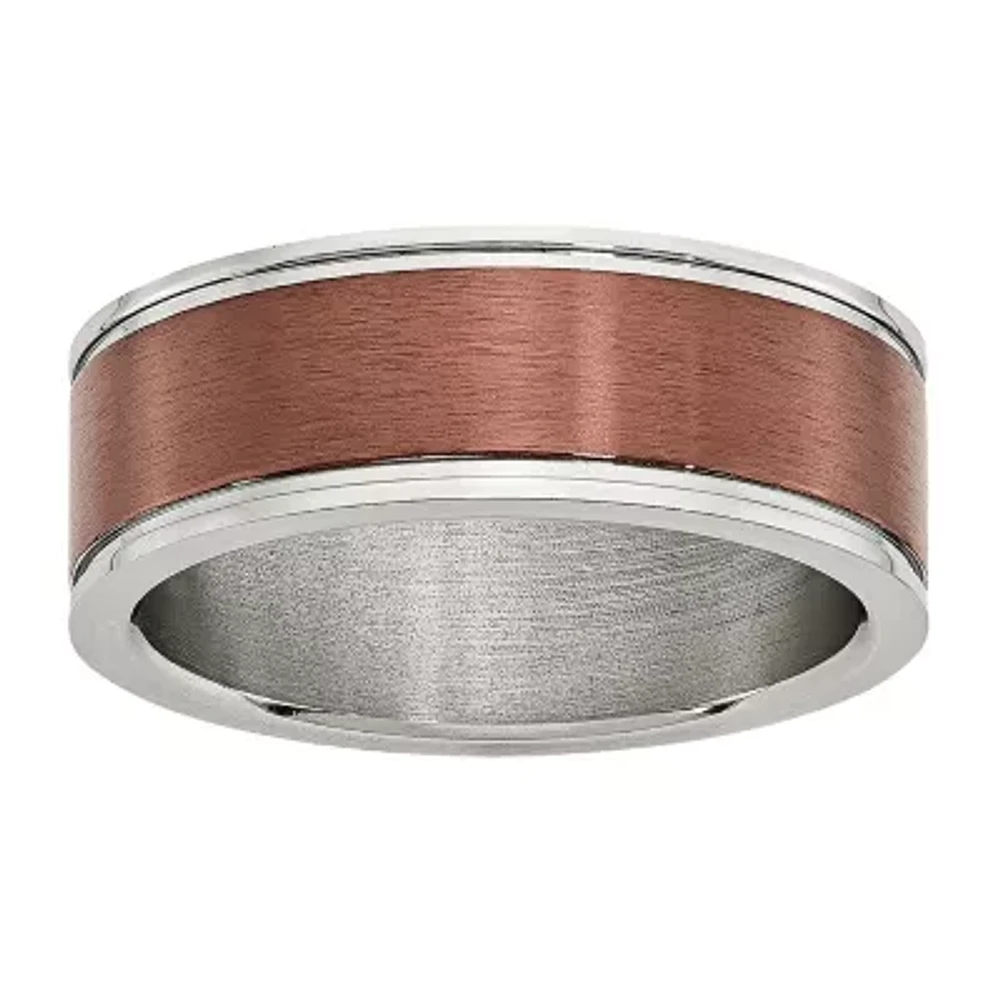 Mens 8mm Bronze Tone IP-Plated Stainless Steel Wedding Band