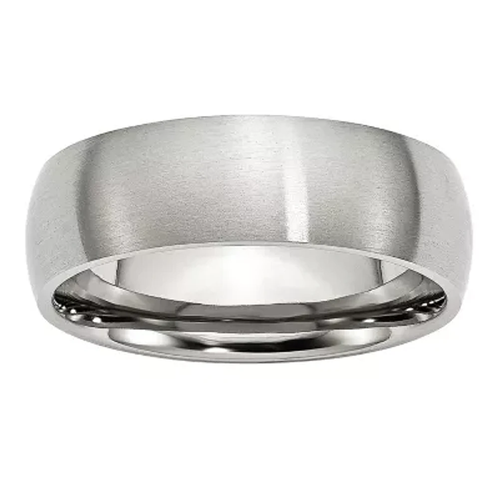 Mens 7mm Stainless Steel Wedding Band